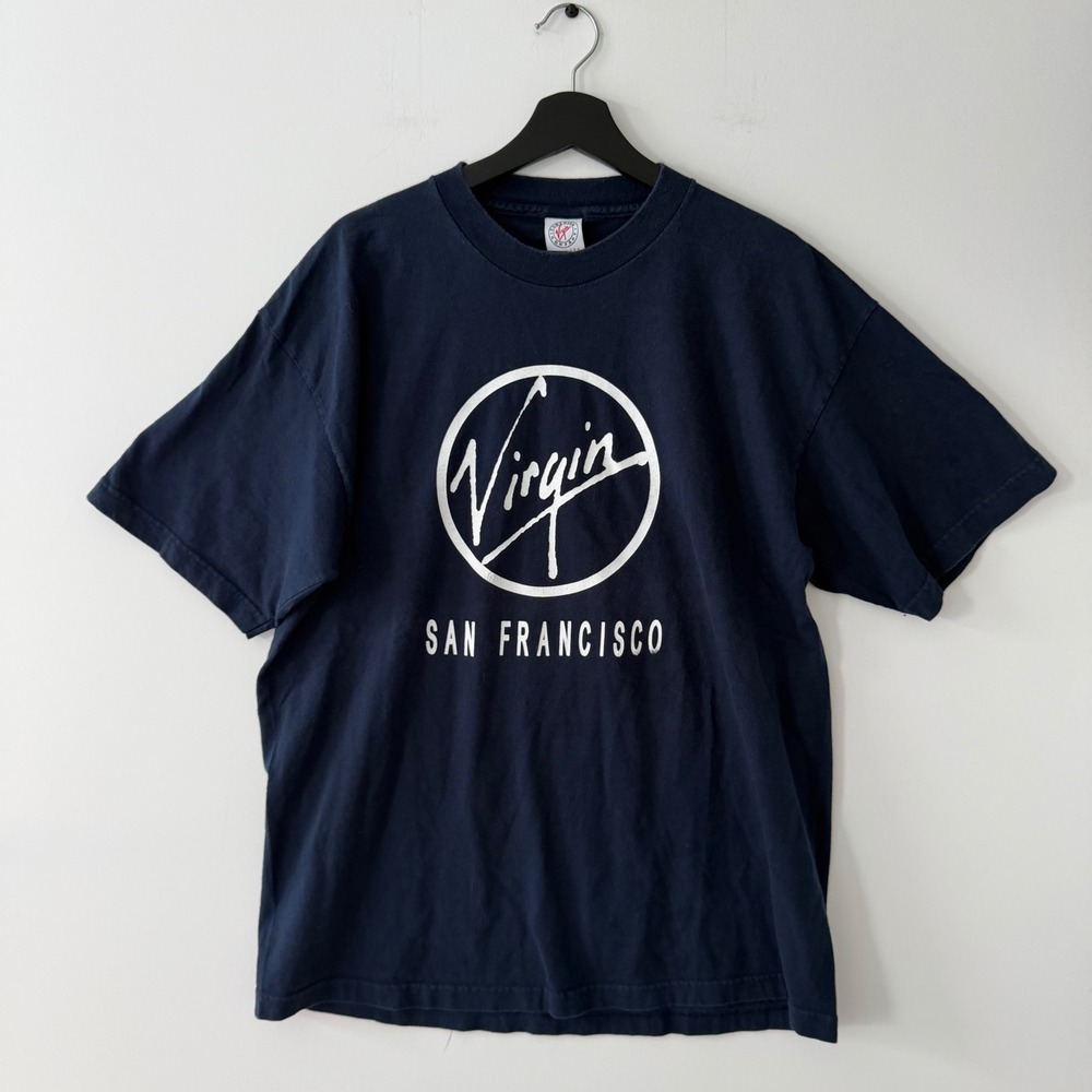 Vintage Virgin Clothing Company San Francisco Navy Graphic T-Shirt XL USA 90s